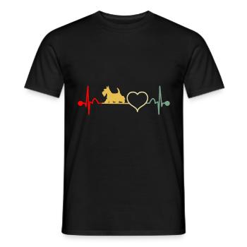 Idée cadeau vintage Scottish Terrier Heartbeat - T-shirt homme - noir - Devant - AI Model Male 178 light (178cm)