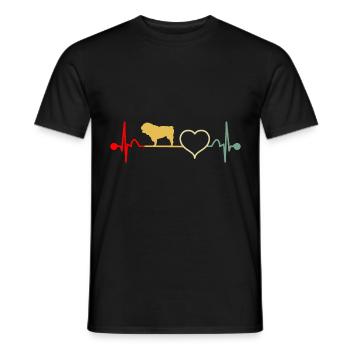 Old Olde English Bulldog Bulldog Heartbeat - Men's T-Shirt - black - Front - AI Model Male 178 light (178cm)