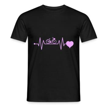 Bike heartbeat bike with motif girl pink - Men's T-Shirt - black - Front - AI Model Male 178 light (178cm)