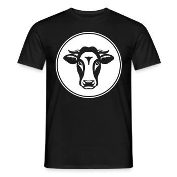 cow head beef circle - Men's T-Shirt - black - Front - AI Model Male 178 light (178cm)