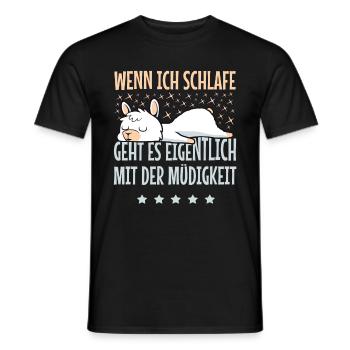 Lama Alpaka - Schlafshirt Pyjama Nachthemd - Männer T-Shirt - Schwarz - Vorne - AI Model Male 178 light (178cm)