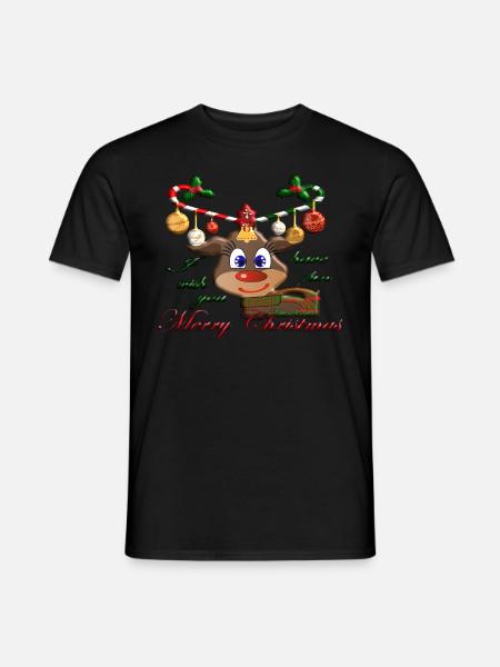 Ein Rentier zu Weihnachten - Männer T-Shirt - Schwarz