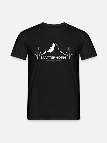 Matterhorn Berg Herzschlag EKG Frequenz Puls - Männer T-Shirt - Schwarz