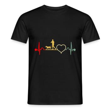 Course de Canicross avec Dog Heartbeat Retro - T-shirt homme - noir - Devant - AI Model Male 178 light (178cm)