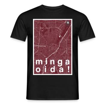 München Hipster Stadt Karte rot minga oida! - Männer T-Shirt - Schwarz - Vorne - AI Model Male 178 light (178cm)