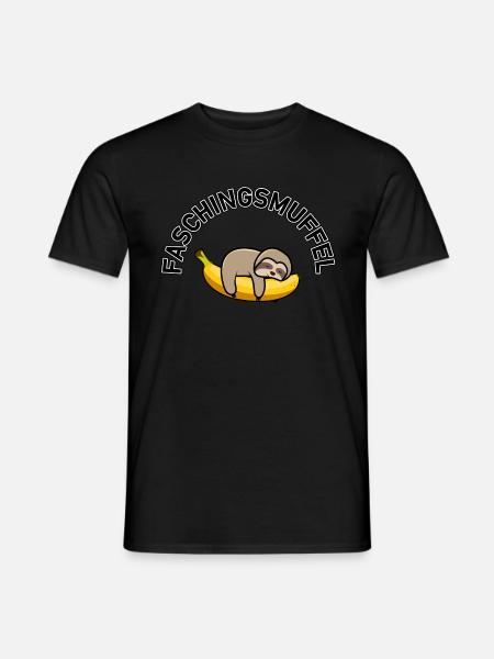 Faschingsmuffel | Faultier auf Banane - Männer T-Shirt - Schwarz