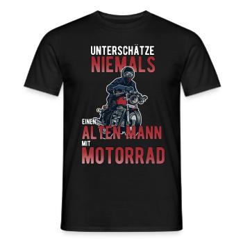Alten Mann mit Motorrad Motorradfahrer Spruch - Männer T-Shirt - Schwarz - Vorne - AI Model Male 178 light (178cm)