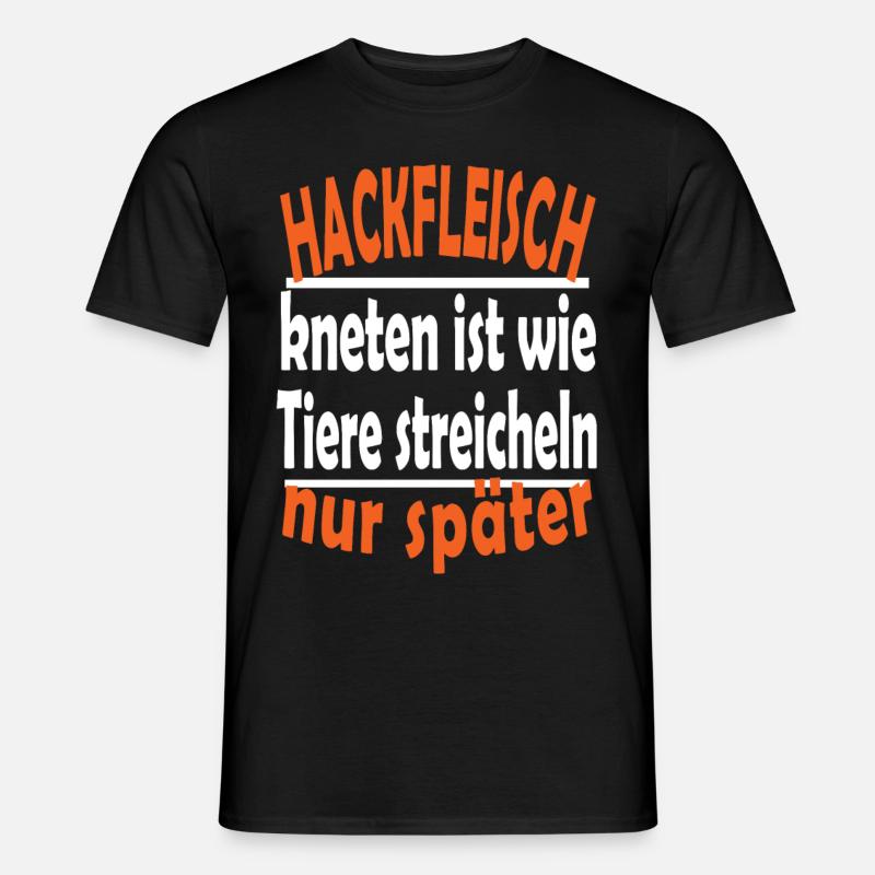 Hackfleisch kneten Fleisch Grillen Geschenk - Männer T-Shirt - Schwarz
