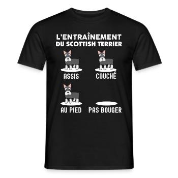 L'entraînement du scottish terrier Humour Chien - T-shirt homme - noir - Devant - AI Model Male 178 light (178cm)