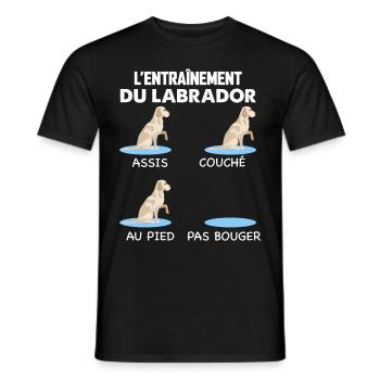 L'Entrainement du Labrador Idée Cadeau Chien - T-shirt homme - noir - Devant - AI Model Male 178 light (178cm)