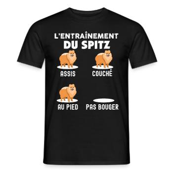 Mon Chien Spitz A Du Caractere Humour Chien Mignon - T-shirt homme - noir - Devant - AI Model Male 178 light (178cm)