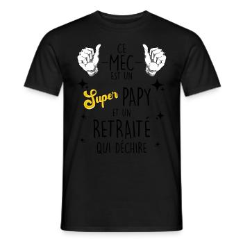 Super Papy A La Retraite Humour Collègue - T-shirt homme - noir - Devant - AI Model Male 178 light (178cm)