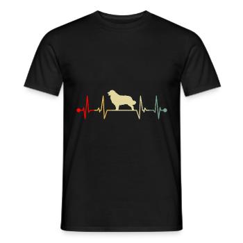 Leonberger Leonberg Dog Dog Heartbeat Vintage - Men's T-Shirt - black - Front - AI Model Male 178 light (178cm)