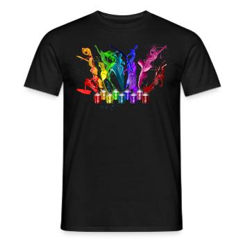 Dance of paints - 9 colors - Männer T-Shirt - Schwarz - Vorne - AI Model Male 178 light (178cm)