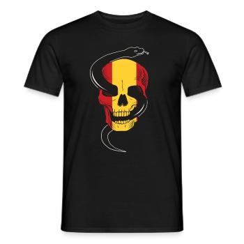 Skull with Snake and Spain Flag T Shirt - Men's T-Shirt - black - Front - AI Model Male 178 light (178cm)