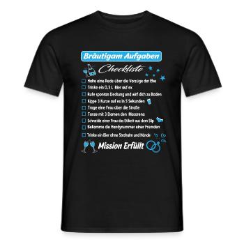 JGA Aufgaben für den Bräutigam - Männer T-Shirt - Schwarz - Vorne - AI Model Male 178 light (178cm)