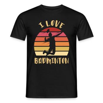 I love Badminton Jump Smash - Men's T-Shirt - black - Front - AI Model Male 178 light (178cm)