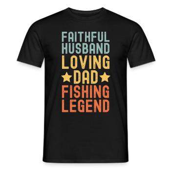 Husband Father Papa Legendary Angler Fishing Legend - Men's T-Shirt - black - Front - AI Model Male 178 light (178cm)