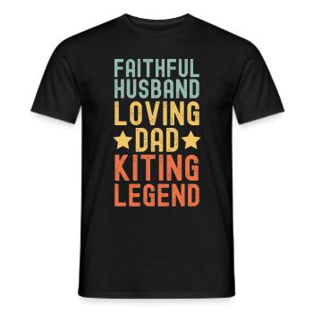 Husband Father Kitesurf Legend Retro Vintage - Men's T-Shirt - black - Front - AI Model Male 178 light (178cm)