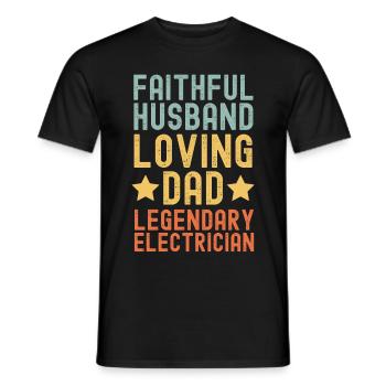 Mari Père Électricien Légende Rétro Vintage - T-shirt homme - noir - Devant - AI Model Male 178 light (178cm)