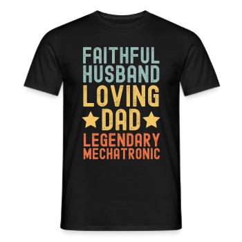 Mari Père Ingénieur mécatronique légendaire - T-shirt homme - noir - Devant - AI Model Male 178 light (178cm)