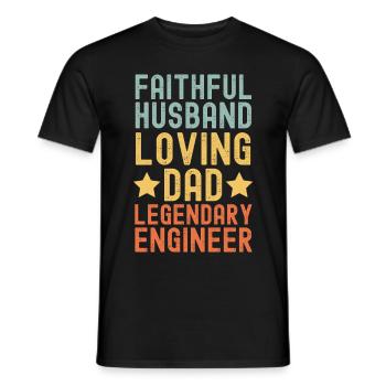 Mari Père Ingénieur légendaire - T-shirt homme - noir - Devant - AI Model Male 178 light (178cm)