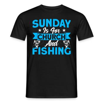 Sunday is for church and fishing fishing gift - Men's T-Shirt - black - Front - AI Model Male 178 light (178cm)