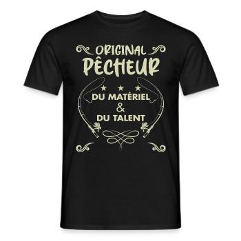 Original Pêcheur Du Matériel Et Du Talent - T-shirt homme - noir - Devant - AI Model Male 178 light (178cm)