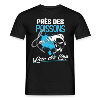 Pêcheur Près Des Poissons Loin des Cons - T-shirt homme - noir - Devant - AI Model Male 178 light (178cm)