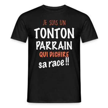 Tonton Parrain Le Mien Déchire - T-shirt homme - noir - Devant - AI Model Male 178 light (178cm)