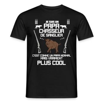 Papa Le chasseur cool sanglier - T-shirt homme - noir - Devant - AI Model Male 178 light (178cm)