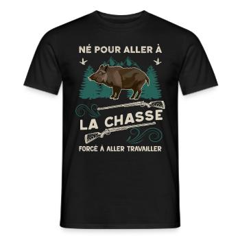 Chasse au Sanglier Humour Chasseur - T-shirt homme - noir - Devant - AI Model Male 178 light (178cm)