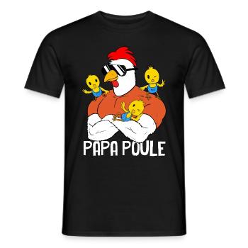 Papa Poule Et Poussins Homme Fête des Pères - T-shirt homme - noir - Devant - AI Model Male 178 light (178cm)