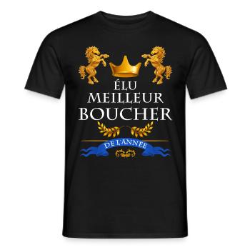 Elu meilleur boucher de l'année - T-shirt homme - noir - Devant - AI Model Male 178 light (178cm)