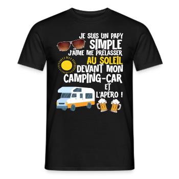 Camping-car Papy et Apéro - T-shirt homme - noir - Devant - AI Model Male 178 light (178cm)