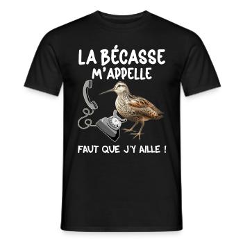 La Bécasse Au Téléphone Homme Chasseur De Bécasse - T-shirt homme - noir - Devant - AI Model Male 178 light (178cm)