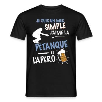 Pétanque Apéro Humour Homme Bouliste - T-shirt homme - noir - Devant - AI Model Male 178 light (178cm)