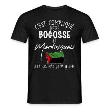Drapeau Martinique Bogosse Humour Papa Et Fils - T-shirt homme - noir - Devant - AI Model Male 178 light (178cm)