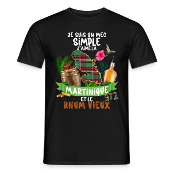 Homme Mec Simple Rhum Vieux Et Martinique 972 - T-shirt homme - noir - Devant - AI Model Male 178 light (178cm)