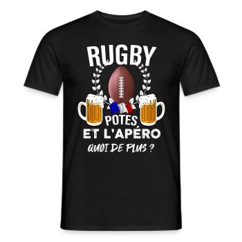 Rugby Drapeau France Pote Et Apéro Bière - T-shirt homme - noir - Devant - AI Model Male 178 light (178cm)