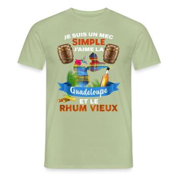 Guadeloupe Antilles Françaises 971 Rhum Ti Punch - T-shirt homme - vert sauge - Devant - AI Model Male 178 light (178cm)