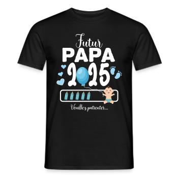 Ankündigung Schwangerschaft Papa Expectant 2025 - Männer T-Shirt - Schwarz - Vorne - AI Model Male 178 light (178cm)
