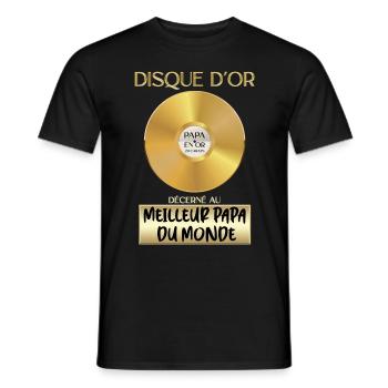 Best Dad in the World Gold Record - Men's T-Shirt - black - Front - AI Model Male 178 light (178cm)