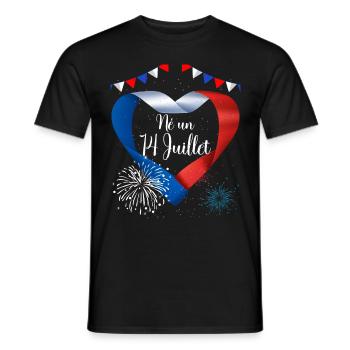 Anniversaire 14 Juillet Fête Nationale Cadeau - T-shirt homme - noir - Devant - AI Model Male 178 light (178cm)