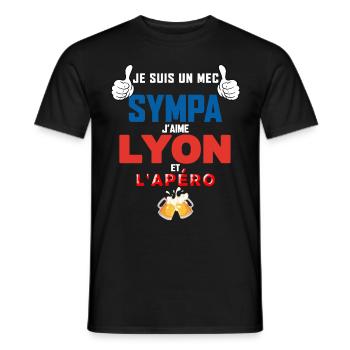 Lyon Cadeau Homme Mec Sympa Foot Et Apéro Bière - T-shirt homme - noir - Devant - AI Model Male 178 light (178cm)
