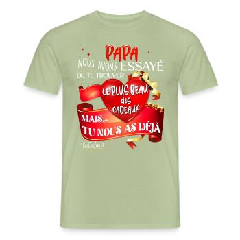Message papa extraordinaire Cadeau Des Enfants - T-shirt homme - vert sauge - Devant - AI Model Male 178 light (178cm)