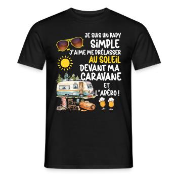 Man Camping Caravan Humor Grandpa Aperitif In The Sun - Men's T-Shirt - black - Front - AI Model Male 178 light (178cm)