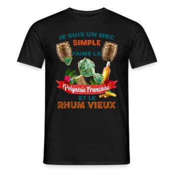 Tahiti Polynésie française Ti punch Rhum Vieux - T-shirt homme - noir - Devant - AI Model Male 178 light (178cm)