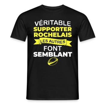 Rugby Rochelais Supporter Rugby La Rochelle Homme - T-shirt homme - noir - Devant - AI Model Male 178 light (178cm)