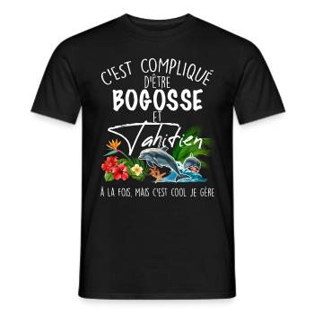 Tahiti Hibiscus Dauphin Beau Gosse Cool - T-shirt homme - noir - Devant - AI Model Male 178 light (178cm)